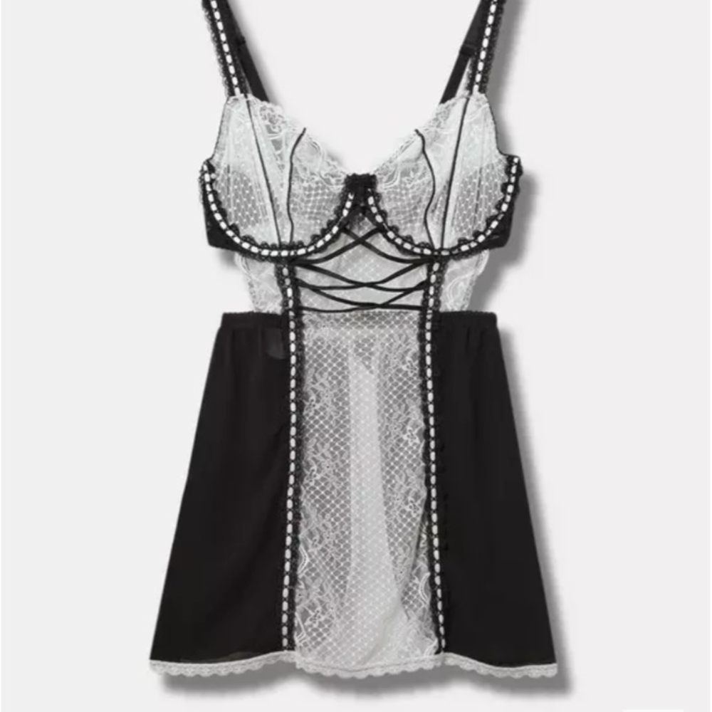 Torrid Black and White Lace Chemise